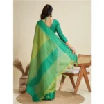 Generic Women's Raw_Silk Woven Saree With Unstitched Blouse 5.5Mtr (Parrot_Green) - Image 3