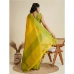 Generic Women's Raw_Silk Woven Saree With Unstitched Blouse 5.5Mtr (Yellow) - Image 3