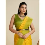 Generic Women's Raw_Silk Woven Saree With Unstitched Blouse 5.5Mtr (Yellow) - Image 2