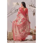 Generic Women's Faux_Linen Printed Saree With Unstitched Blouse 5.5Mtr (Peach) - Image 2