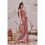 Generic Women's Faux_Linen Printed Saree With Unstitched Blouse 5.5Mtr (Mauve) - Image 4
