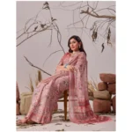 Generic Women's Faux_Linen Printed Saree With Unstitched Blouse 5.5Mtr (Mauve) - Image 3
