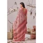 Generic Women's Faux_Linen Printed Saree With Unstitched Blouse 5.5Mtr (Mauve) - Image 2