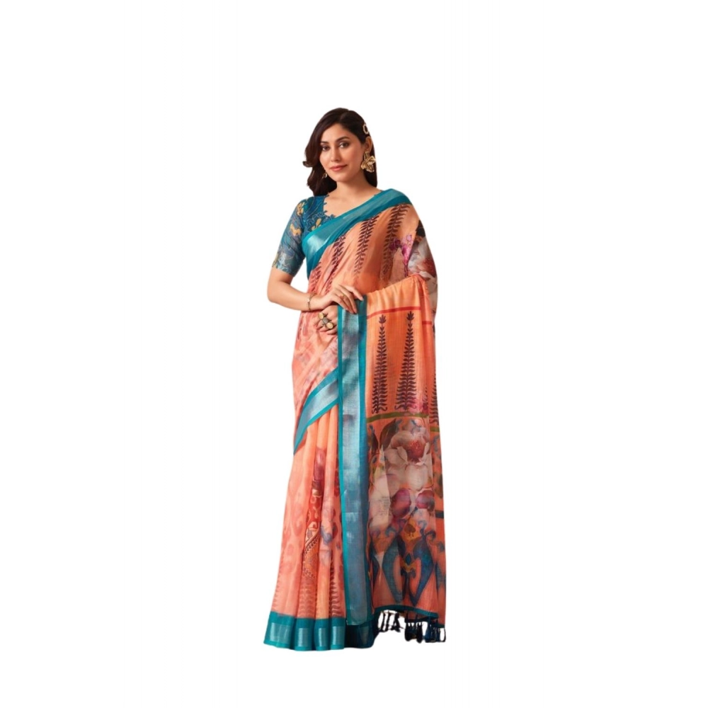 PID-64332-Women-s-Faux-Linen-Printed-Saree-With-Unstitched-Blouse-5-5-Mtr-Peach-1-1000x1000-1.webp Peach Faux Linen Printed Saree for Women