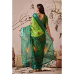 Generic Women's Faux_Linen Printed Saree With Unstitched Blouse 5.5Mtr (Green) - Image 2