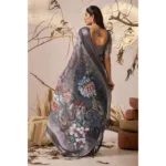 Printed Faux Linen Saree - Angle 2