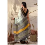 Generic Women's Faux_Linen Printed Saree With Unstitched Blouse 5.5Mtr (Light_Green) - Image 2