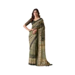 Olive Georgette Printed Saree