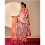 Generic Women's Faux_Silk Printed Saree With Unstitched Blouse 5.5Mtr (Peach) - Image 2