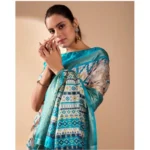 Generic Women's Faux_Silk Printed Saree With Unstitched Blouse 5.5Mtr (Beige) - Image 3