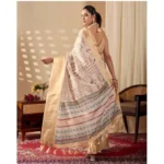 Generic Women's Faux_Silk Printed Saree With Unstitched Blouse 5.5Mtr (Beige) - Image 2