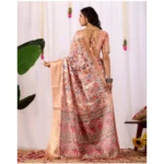 Generic Women's Faux_Silk Printed Saree With Unstitched Blouse 5.5Mtr (Peach) - Image 2