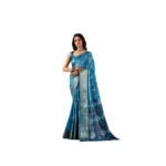 Turquoise Faux Banarasi Silk Woven Saree for Women