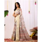 Generic Women's Faux_Silk Printed Saree With Unstitched Blouse 5.5Mtr (Grey) - Image 4