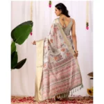 Generic Women's Faux_Silk Printed Saree With Unstitched Blouse 5.5Mtr (Grey) - Image 2