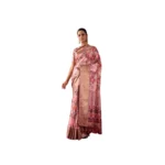 Pink Faux Silk Woven Saree for Women