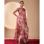 Generic Women's Faux_Silk Woven Saree With Unstitched Blouse 5.5Mtr (Pink) - Image 4