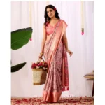 Generic Women's Faux_Silk Printed Saree With Unstitched Blouse 5.5Mtr (Light_Pink) - Image 3