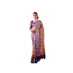 Orange Faux Silk Printed Saree for Women