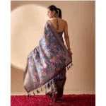 Generic Women's Faux_Silk Printed Saree With Unstitched Blouse 5.5Mtr (Grey) - Image 2