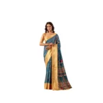 Teal Faux Banarasi Printed Saree for Women