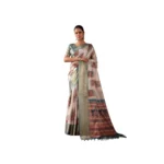 Beige Faux Silk Blend Printed Saree for Women
