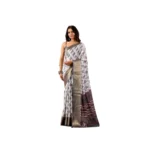 White Faux Silk Printed Saree for Women