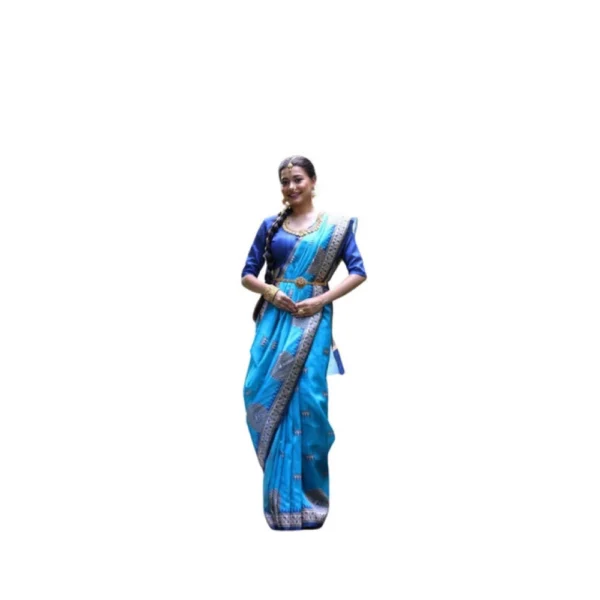 Teal Faux Tussar Silk Printed Saree for Women