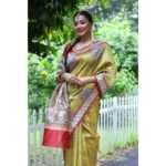 Generic Women's Faux_Tussar_Silk Printed Saree With Unstitched Blouse 5.5Mtr (Mustard) - Image 3