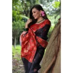 Generic Women's Faux_Tussar_Silk Printed Saree With Unstitched Blouse 5.5Mtr (Black) - Image 4