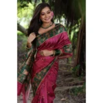 Generic Women's Faux_Tussar_Silk Printed Saree With Unstitched Blouse 5.5Mtr (Pink) - Image 3