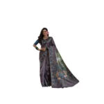 Grey Faux Tussar Silk Printed Saree for Women
