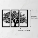 Generic Wooden 3 Pieces Tree Wall Art Panel Frame for Home Decor - Image 2