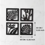 Generic 7 Decore Wooden 4 Pieces Square Tree Leaf Wall Art Panel Frame – Black (Big Size) - Image 2