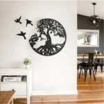 Black wooden frameless Tree of Life wall decor