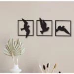 Generic Birds in Frame Wooden Wall Decor – Set of 3 Panels (Black) - Image 2