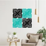 Generic Flowers Design Wooden Wall Decor – Set of 4 Pieces - Image 2