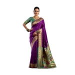 Purple Silk Blend Woven Saree for Women