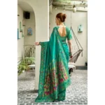 Generic Women's Silk Blend Woven Saree With Unstitched Blouse 5.5 Mtr (Green) - Image 3