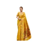 Mustard Silk Blend Woven Saree for Women