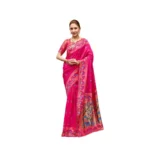 Pink Silk Blend Woven Saree for Women