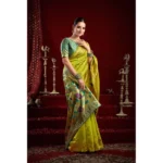 Generic Women's Silk Blend Woven Saree With Unstitched Blouse 5.5 Mtr (Light_Green) - Image 2