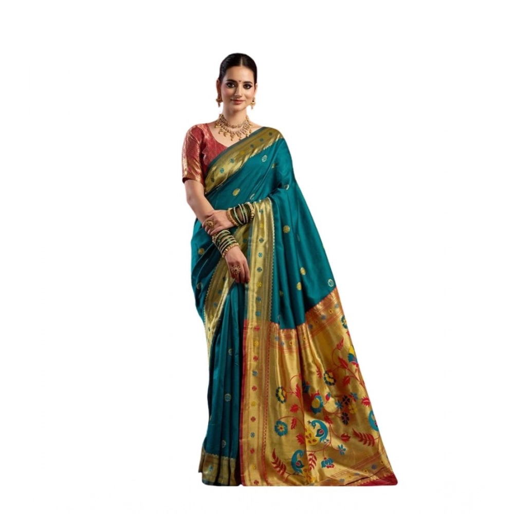 PID-64452-Women-s-Silk-Blend-Woven-Saree-With-Unstitched-Blouse-5-5-Mtr-Teal-1-1000x1000-1.webp Teal Silk Blend Woven Saree for Women