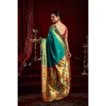 Generic Women's Silk Blend Woven Saree With Unstitched Blouse 5.5 Mtr (Aqua_Blue) - Image 3