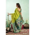 Generic Women's Silk Blend Woven Saree With Unstitched Blouse 5.5 Mtr (Lime) - Image 4