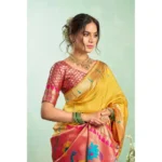 Generic Women's Silk Blend Woven Saree With Unstitched Blouse 5.5 Mtr (Mustard) - Image 2