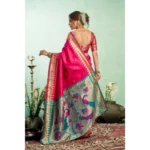 Generic Women's Silk Blend Woven Saree With Unstitched Blouse 5.5 Mtr (Pink) - Image 4
