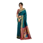 Stylish Teal Silk Blend Woven Saree for Women