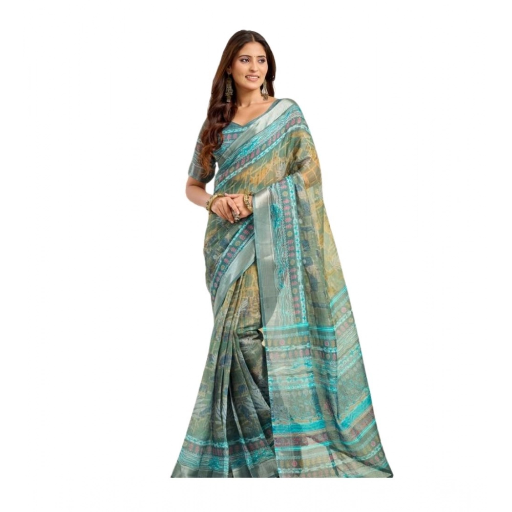 PID-64490-Women-s-Faux-Linen-Printed-Ready-To-Wear-Saree-With-Unstitched-Blouse-5-5-Mtr-Light-Gree-1000x1000-1.webp Light Green Linen Cotton Printed Ready to Wear Saree
