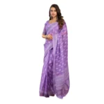 Lavender Linen Cotton Printed Ready to Wear Saree